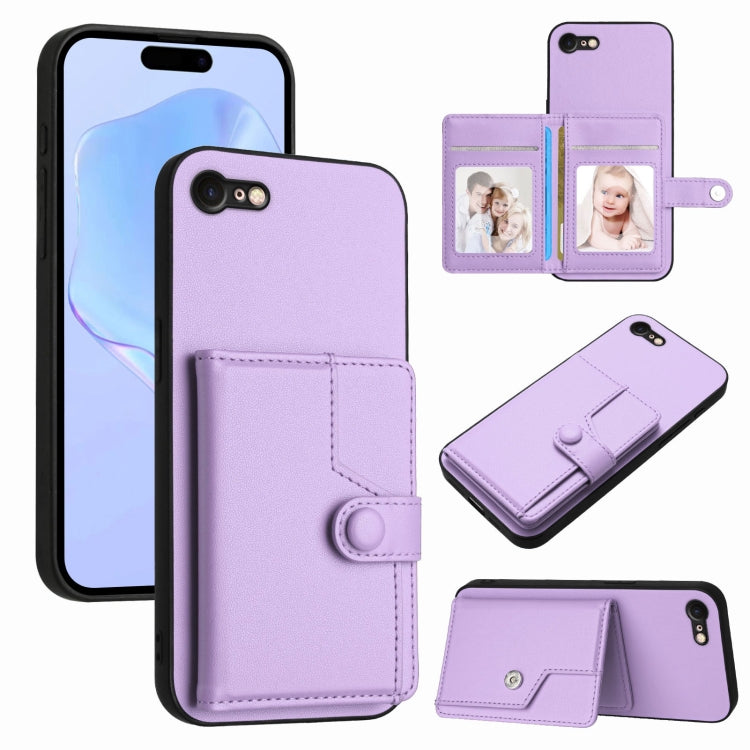 Button Card Bag RFID Anti-theft Phone Case, For iPhone SE 2022 / 2020, For iPhone 13 Pro Max, For iPhone 13 Pro, For iPhone 13, For iPhone 13 mini, For iPhone 12, For iPhone 12 Pro Max, For iPhone 12 Pro