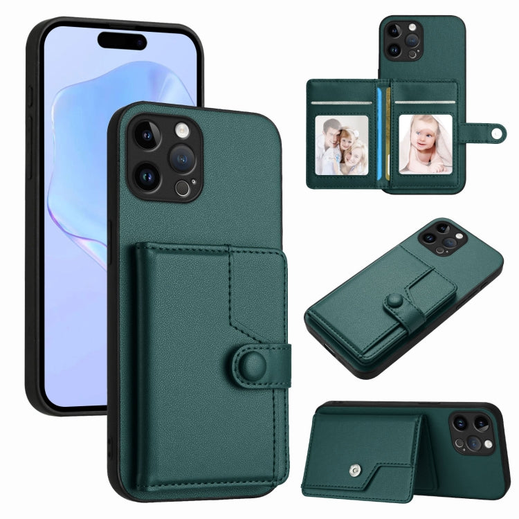 Button Card Bag RFID Anti-theft Phone Case, For iPhone SE 2022 / 2020, For iPhone 13 Pro Max, For iPhone 13 Pro, For iPhone 13, For iPhone 13 mini, For iPhone 12, For iPhone 12 Pro Max, For iPhone 12 Pro