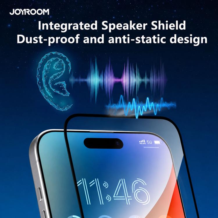 JOYROOM Knight Series 2.5D Full Screen HD Tempered Glass Film, For iPhone 18 Pro, For iPhone 18 Pro Max, For iPhone 17 Pro Max, For iPhone 17 Pro, For iPhone 17, For iPhone 17 Air, For iPhone 15 Pro Max, For iPhone 15 Pro