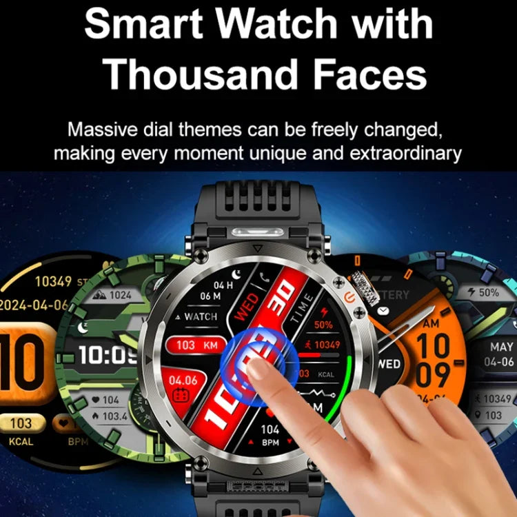 HT30 1.7 inch IP68 Waterproof Camouflage Silicone Band Smart Watch, Support Flashlight / Banknote Detector Light / Compass
