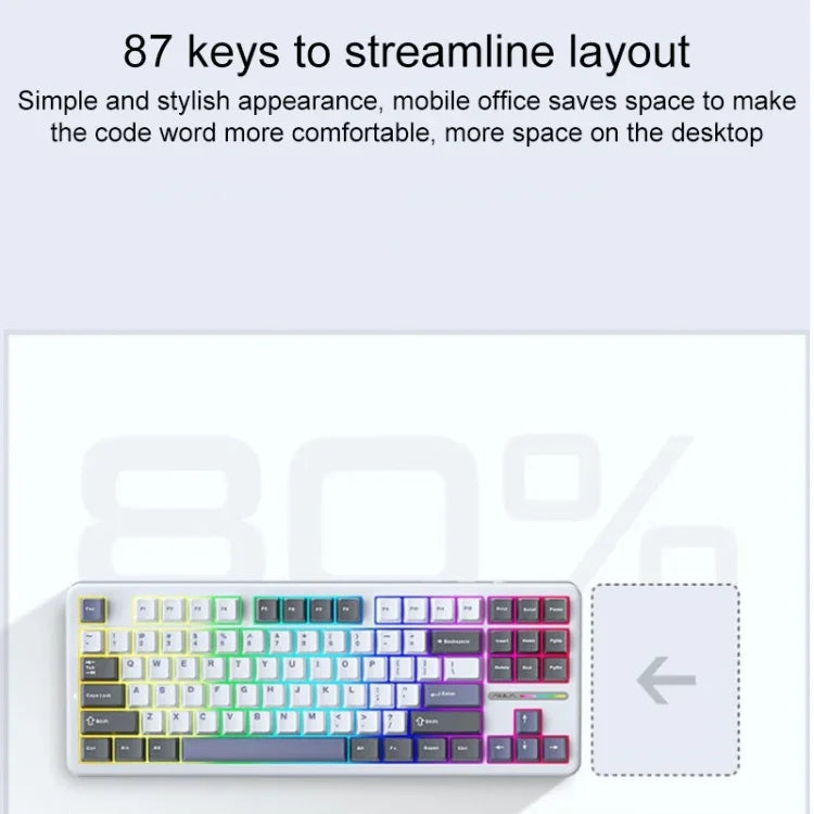 AULA F87 87 Keys Wired/2.4G/Bluetooth Three Model Customized RGB Mechanical Keyboard