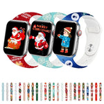 Christmas Pattern Reverse Buckle Silicone Watch Band, For Apple Watch 46mm / 49mm / 45mm / 44mm, For Apple Watch 42mm / 41mm / 40mm / 38mm