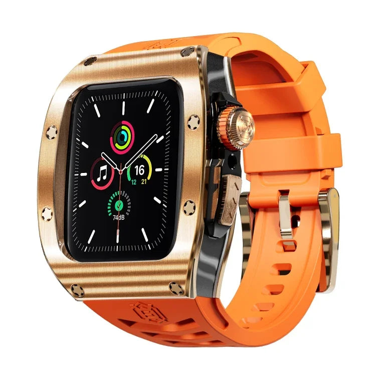RedPepper Armor Metal Case Integrated Silicone Watch Band, For Apple Watch 44mm / 45mm