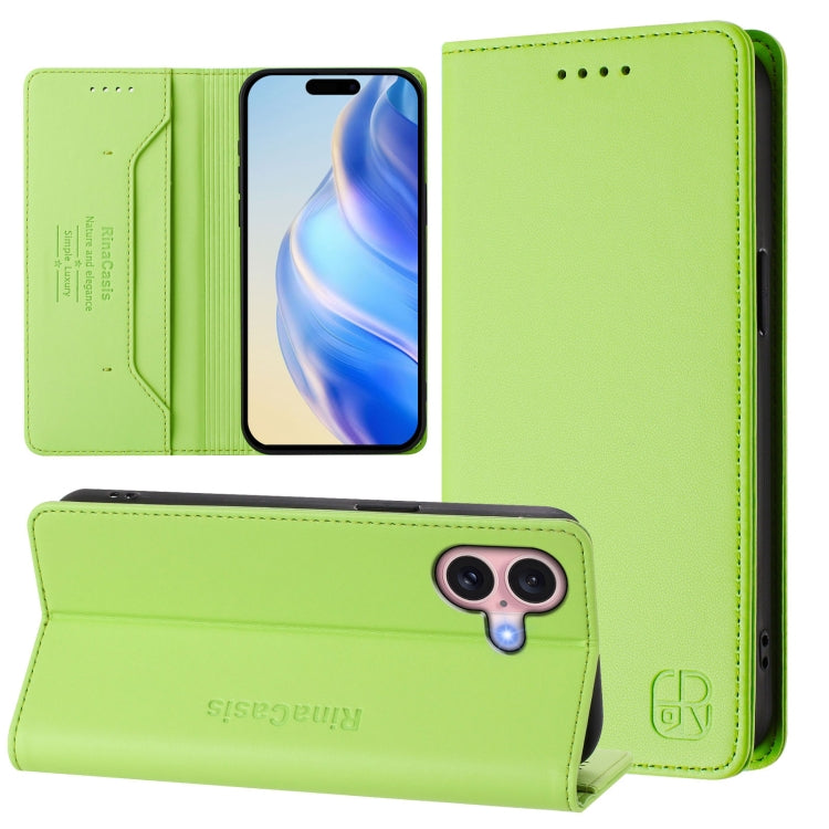 RC01 Dual-Folded Magnetic Suction RFID Leather Phone Case, For iPhone 16 Pro, For iPhone 16 Plus, For iPhone 16, For iPhone 15 Pro Max, For iPhone 15 Pro, For iPhone 15 Plus