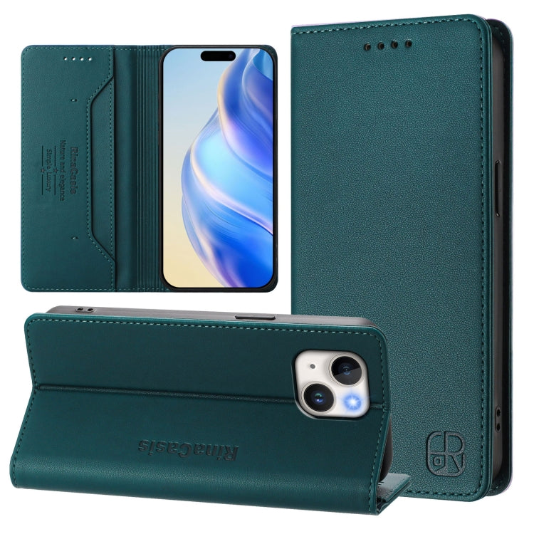 RC01 Dual-Folded Magnetic Suction RFID Leather Phone Case, For iPhone 16 Pro, For iPhone 16 Plus, For iPhone 16, For iPhone 15 Pro Max, For iPhone 15 Pro, For iPhone 15 Plus