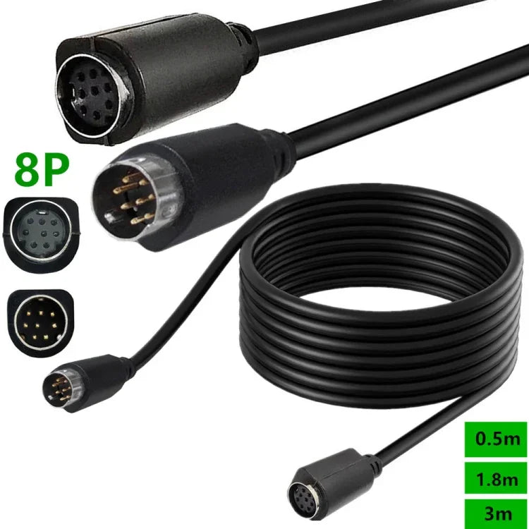 90 Degree mini DIN 8 Pin TV Audio Adapter Cable S-Video TV Box Cable, 0.5m, 1.8m, 3m