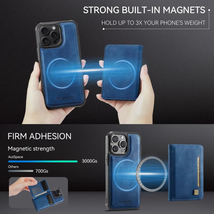 AutSpace A13 MagSafe Magnetic RFID Flip Card Bag Phone Case, For iPhone 12 Pro Max, For iPhone 12 Pro