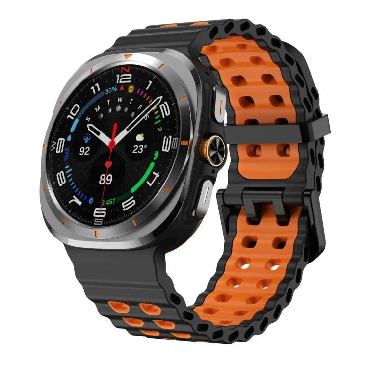Ocean Two Color Dual-Row Hole Silicone Watch Band, For Samsung Galaxy Watch Ultra 47mm / Ultra 2025