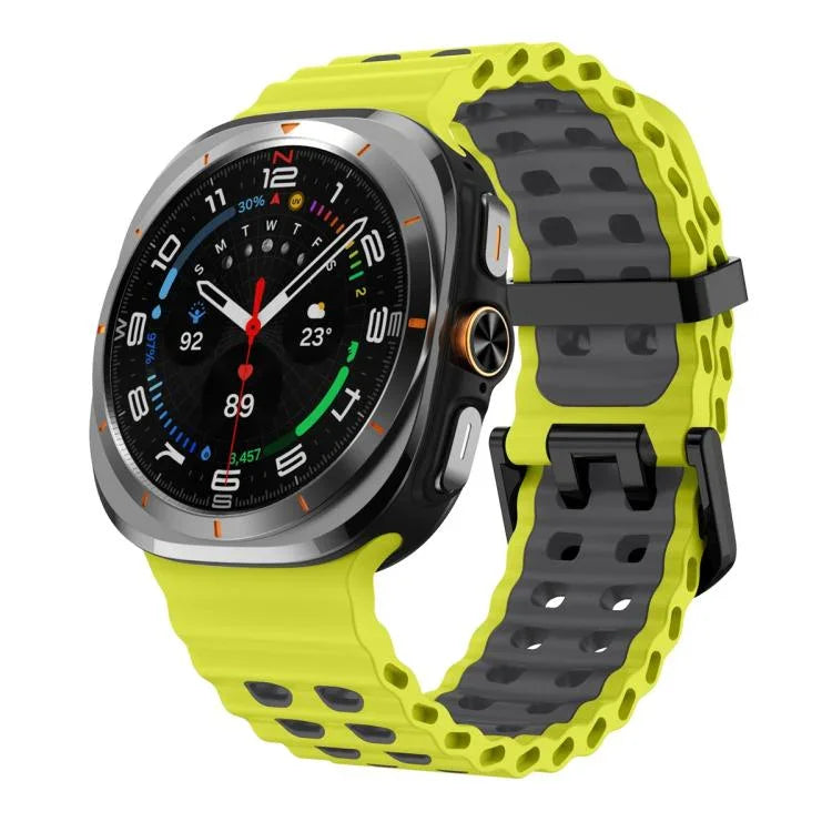 Ocean Two Color Dual-Row Hole Silicone Watch Band, For Samsung Galaxy Watch Ultra 47mm / Ultra 2025