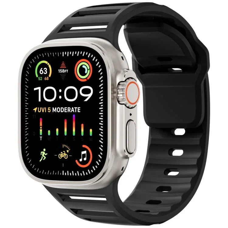 Single Nail Dual-Color Multi-hole Silicone Watch Band, For Apple Watch 46mm / 49mm / 45mm / 44mm