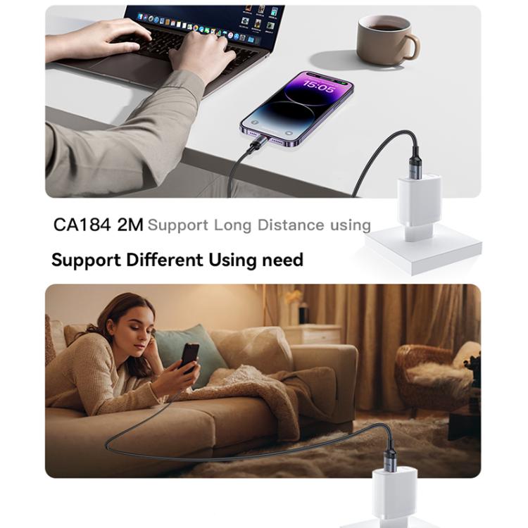 Yesido CA184 PD27W 3A USB-C / Type-C to 8 Pin Charging Data Cable, Length: 2m, CA184
