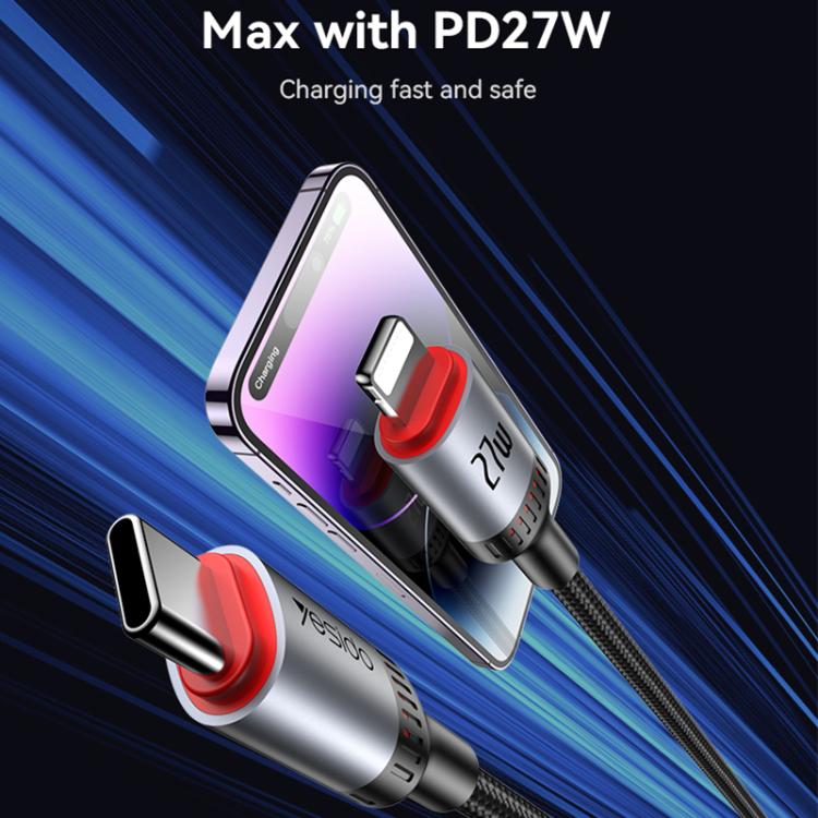 Yesido CA184 PD27W 3A USB-C / Type-C to 8 Pin Charging Data Cable, Length: 2m, CA184