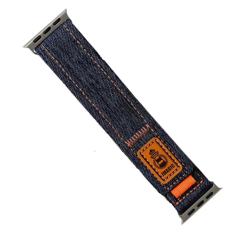 Denim Nylon Hook and Loop Fastener Canvas Watch Band, For Apple Watch 46mm / 49mm / 45mm / 44mm, For Apple Watch 42mm / 41mm / 40mm / 38mm