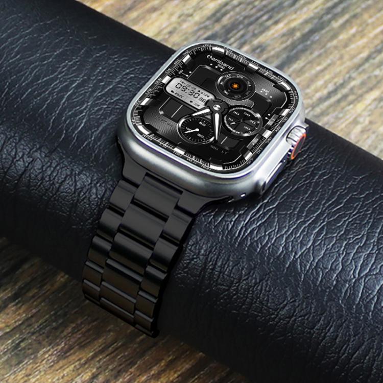 Norman Clasp Three-Link Stainless Steel Watch Band, For Apple Watch 46mm / 49mm / 45mm / 44mm