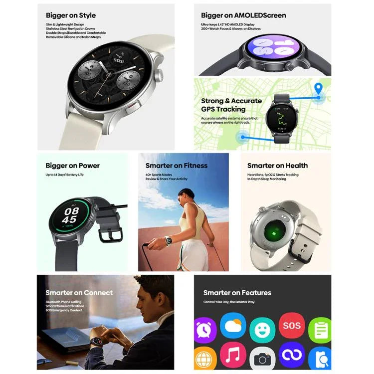 Zeblaze Btalk 3 GPS 1.43 inch HD AMOLED Screen Health Fitness Smart Watch, Support Bluetooth Call