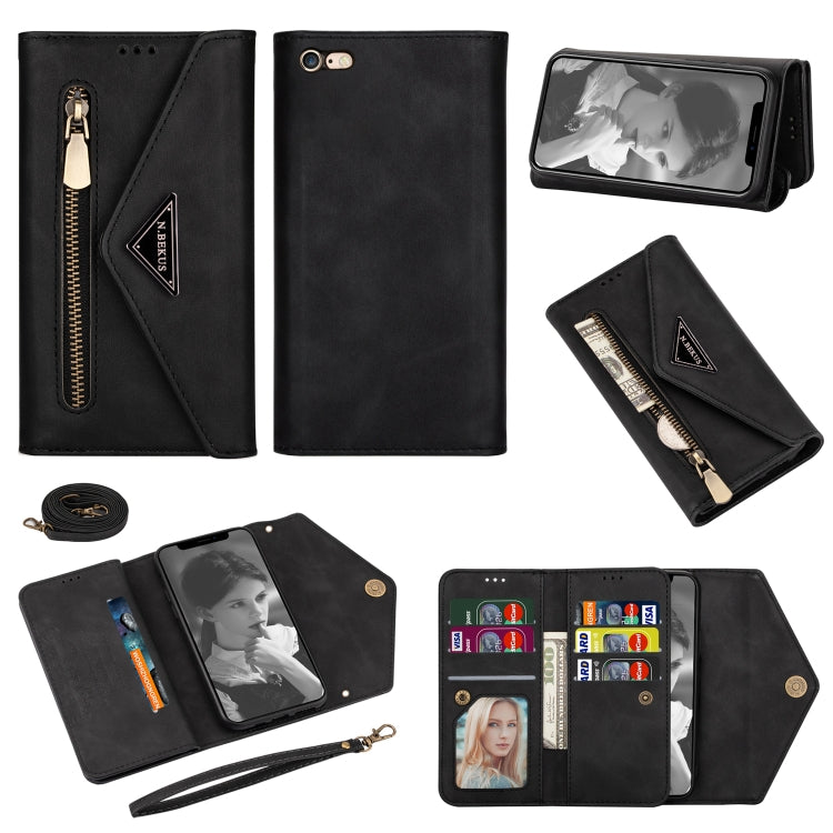 Skin Feel Zipper Horizontal Flip Leather Case with Holder & Card Slots & Photo Frame & Lanyard & Long Rope, For iPhone 6, For iPhone 6 Plus, For iPhone 7 / 8 / SE (2020), For iPhone 7 Plus / 8 Plus, For iPhone 11, For iPhone 11 Pro, For iPhone 11 Pro M...
