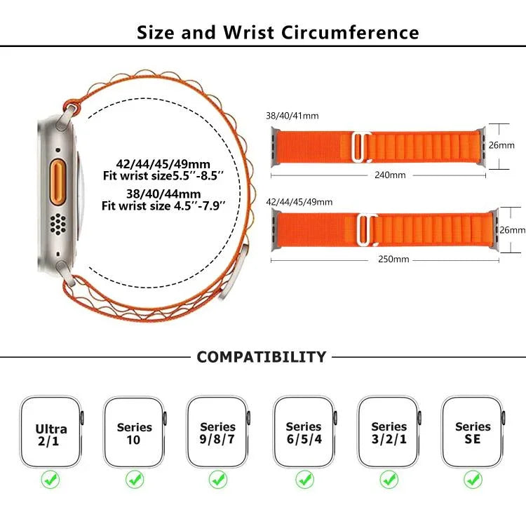 Kalebol Aline Nylon Loop Watch Band, For Apple Watch 46mm / 49mm / 45mm / 44mm, For Apple Watch 42mm / 41mm / 40mm / 38mm