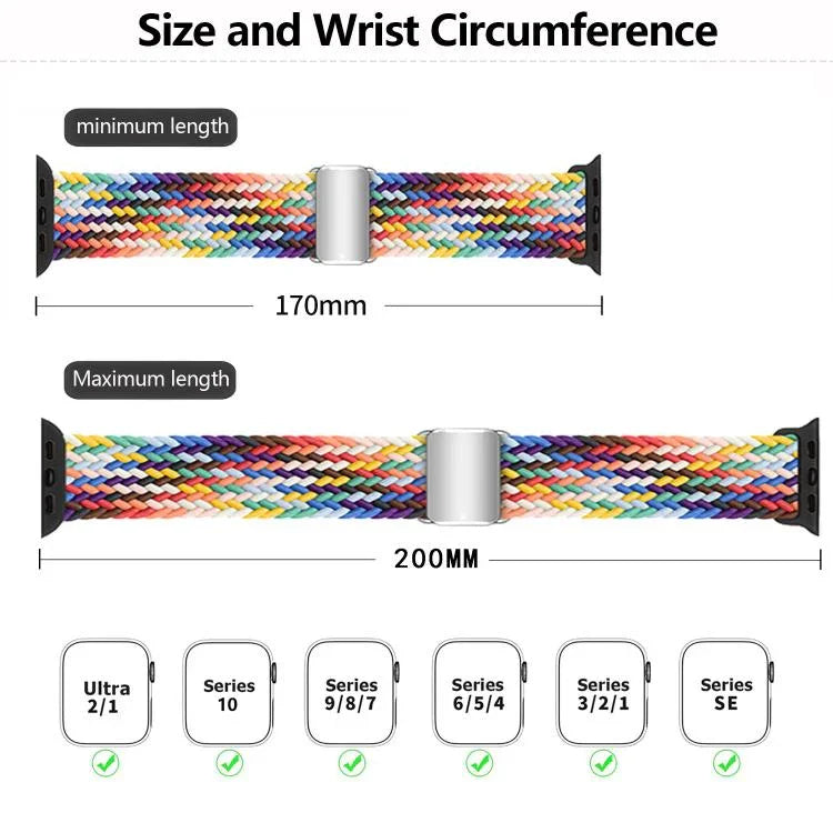 Kalebol Nylon Loop Magnetic Buckle Watch Band, For Apple Watch 46mm / 49mm / 45mm / 44mm, For Apple Watch 42mm / 41mm / 40mm / 38mm