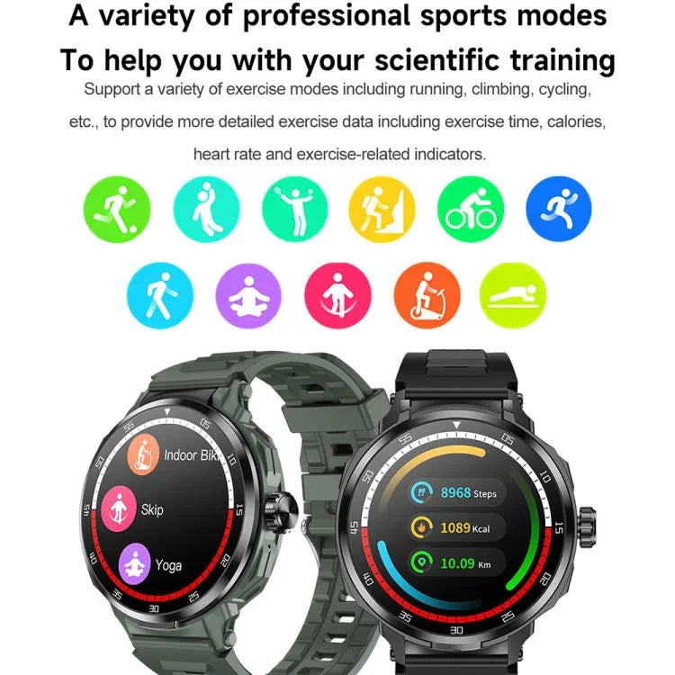 D11 1.46 inch 2 in 1 Bluetooth Earphone Smart Watch, Support Bluetooth Call / NFC / Heart Rate, D11 (Black), D11 (Green)