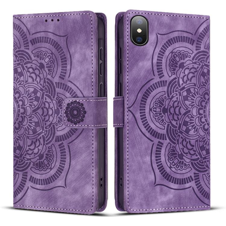Mandala Embossed Retro Frosted Leather Phone Case, For iPhone XR, For iPhone XS Max, For iPhone 7 Plus / 8 Plus