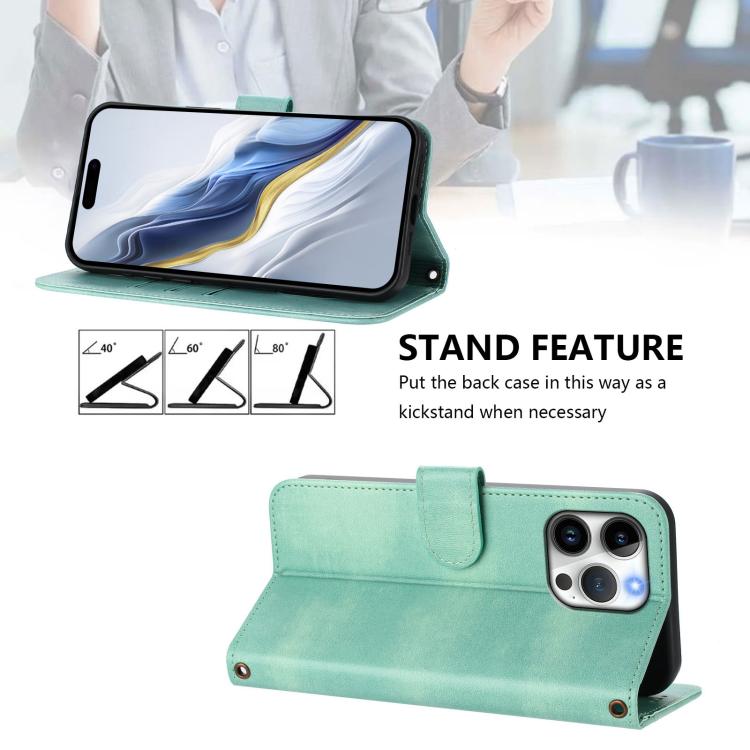 Line Splicing Buckle Retro Leather Phone Case, For iPhone 16 Pro, For iPhone 16 Plus, For iPhone 16, For iPhone 15 Pro Max, For iPhone 15 Pro, For iPhone 15 Plus