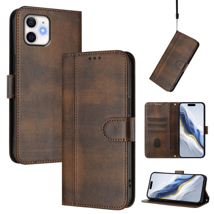 Line Splicing Buckle Retro Leather Phone Case, For iPhone 11 Pro Max, For iPhone 11, For iPhone 11 Pro, For iPhone X / XS, For iPhone XR, For iPhone XS Max