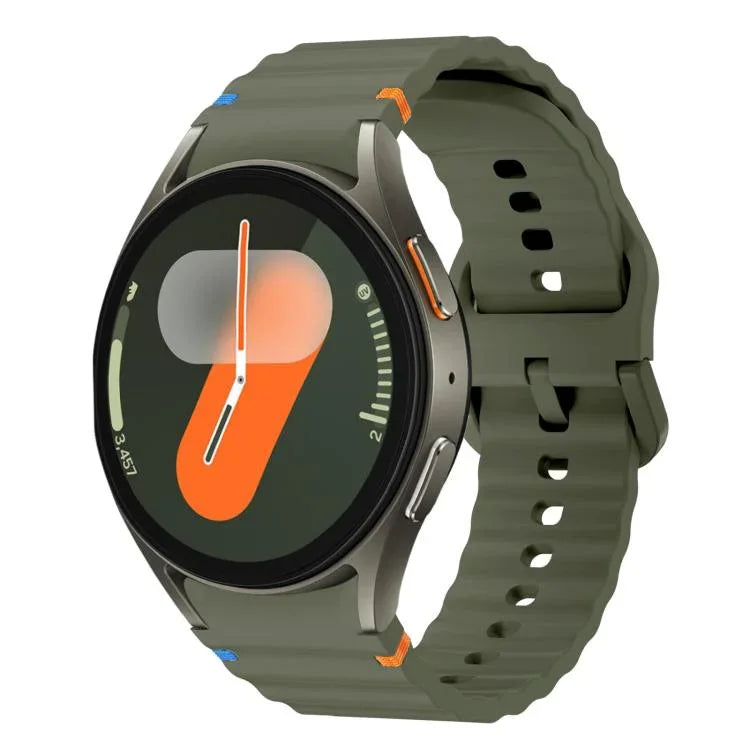xDfind Wavy Grain Stitched Colorful Buckle Silicone Watch Band, For Samsung Galaxy Watch FE / 7 / 6 / 5 / 4
