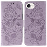 Rose Butterfly Embossed Leather Phone Case, For iPhone 17e / 16e, For iPhone 17 Pro Max, For iPhone 17 Pro, For iPhone 17, For iPhone Air