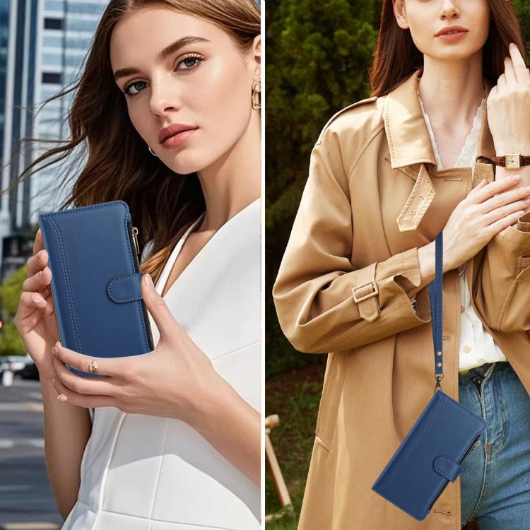 Magnetic Closure 9 Card Slots Zipper Leather Case with Hand Strap, For iPhone 11 Pro Max, For iPhone 11, For iPhone 11 Pro, For iPhone XS / X, For iPhone XR, For iPhone XS Max, For iPhone 8 Plus / 7 Plus