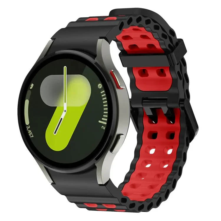 Ocean Dual-Row Hole Two Color Silicone Watch Band, For Samsung Galaxy Watch 7 40 / 44mm
