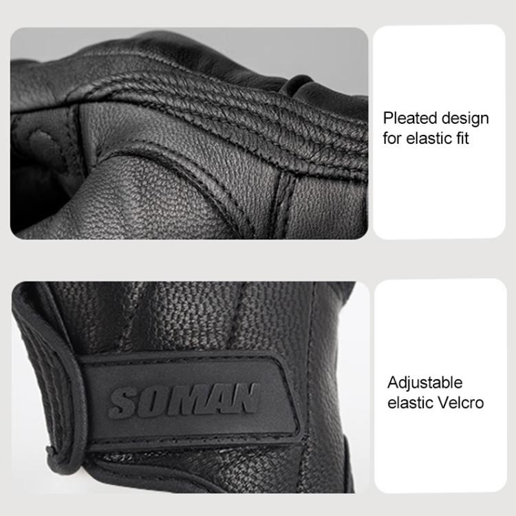 SOMAN MG-24 Motorcycle Sheepskin Gloves Touch Screen Off-road Riding Retro Gloves, M, L