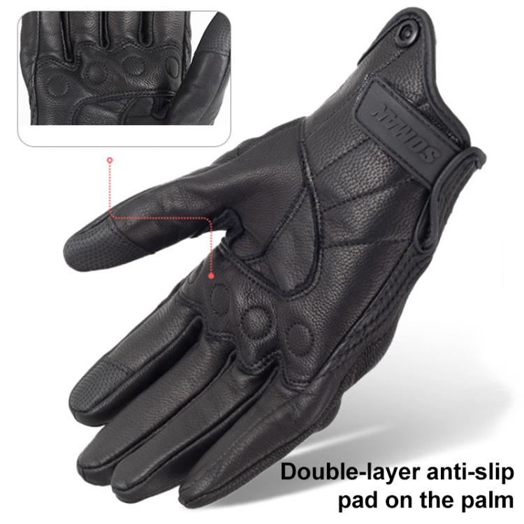 SOMAN MG-24 Motorcycle Sheepskin Gloves Touch Screen Off-road Riding Retro Gloves, M, L