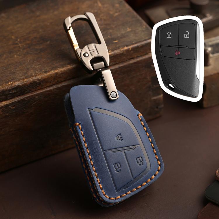 For Buick Envision Plus 2023 Hallmo Crazy Horse Cowhide Car Key Protection Cover, For Buick Envision Plus 2023 3-button, For Buick Envision Plus 2023 4-button, For Buick Envision Plus 2023 5-button, For Buick Envision Plus 2023 6-button