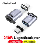 Type-C Male to Female PD240W 80Gbps 60K Magnetic Suction Adapter, Straight Head, Elbow Head, Side Elbow