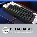HXSJ V700WB Wired RGB Backlit Membrane Keyboard 61 Key Caps, Cable Length: 1.7m, V700WB