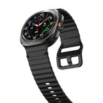 For Samsung Galaxy Watch8 Classic 46mm / Watch8 44mm / 40mm xDfind Wavy Grain Stitched Silicone Watch Band, L