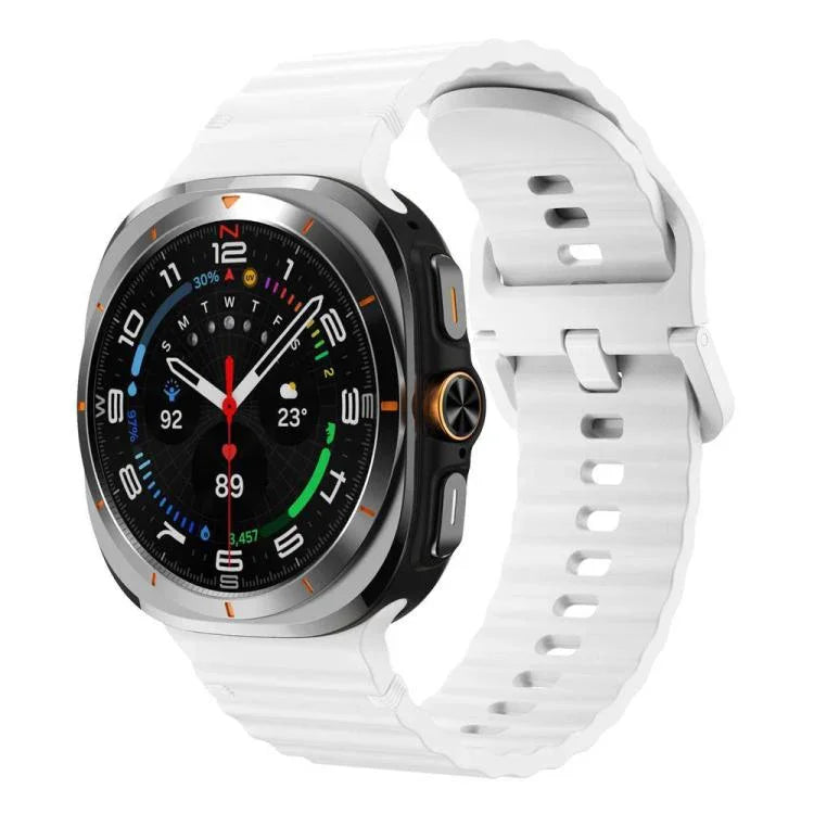 For Samsung Galaxy Watch8 Classic 46mm / Watch8 44mm / 40mm xDfind Wavy Grain Stitched Silicone Watch Band, L