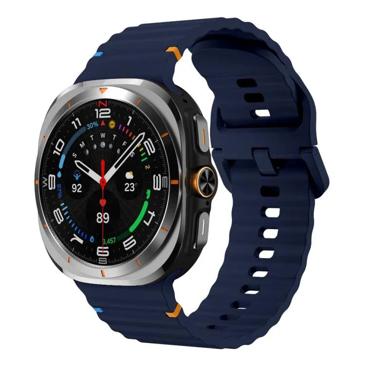 For Samsung Galaxy Watch8 Classic 46mm / Watch8 44mm / 40mm xDfind Wavy Grain Stitched Silicone Watch Band, L