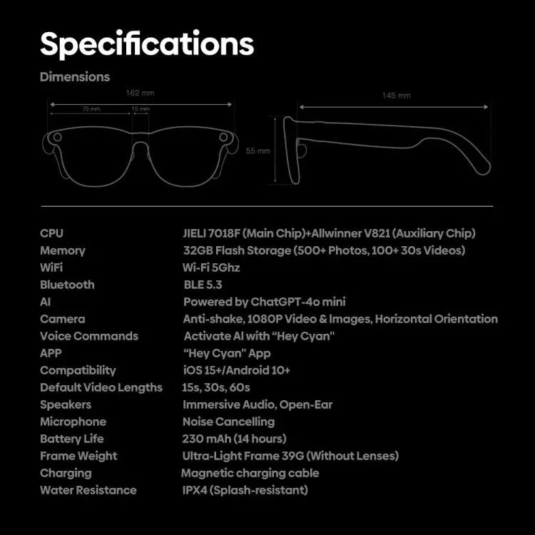 Zeblaze Eyewear AI Shooting Glasses Open-ear Audio AI Assistance