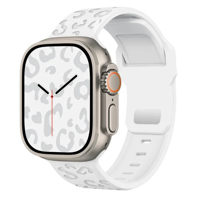 Buckle Concave Leopard Silicone Watch Band, For Apple Watch 46mm / 49mm / 45mm / 44mm, For Apple Watch 42mm / 41mm / 40mm / 38mm
