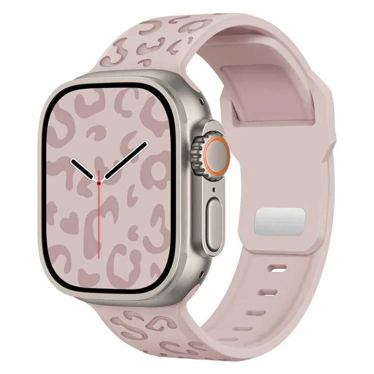 Buckle Concave Leopard Silicone Watch Band, For Apple Watch 46mm / 49mm / 45mm / 44mm, For Apple Watch 42mm / 41mm / 40mm / 38mm