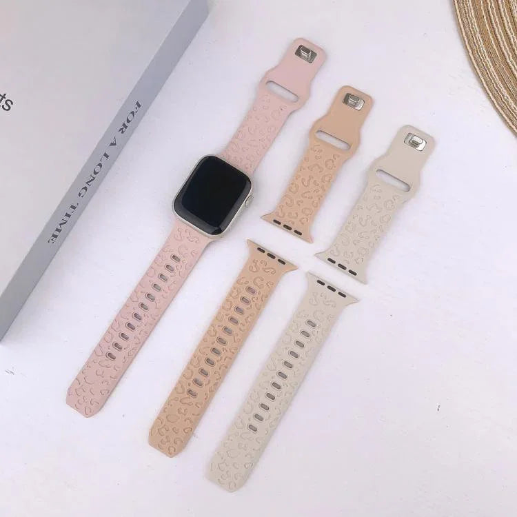 Buckle Concave Leopard Silicone Watch Band, For Apple Watch 46mm / 49mm / 45mm / 44mm, For Apple Watch 42mm / 41mm / 40mm / 38mm