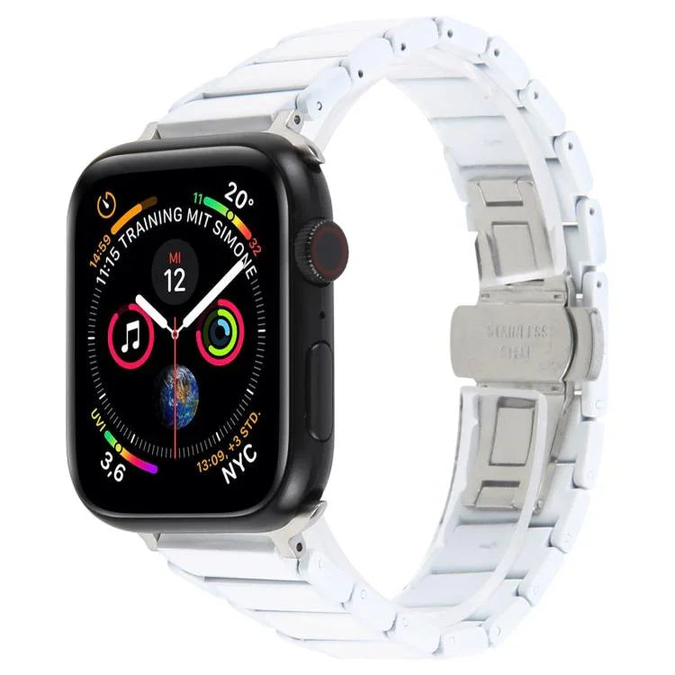 Three Beads Ceramics 18mm Steel Watch Band, For Apple Watch 46mm / 49mm / 45mm / 44mm, For Apple Watch 42mm / 41mm / 40mm / 38mm