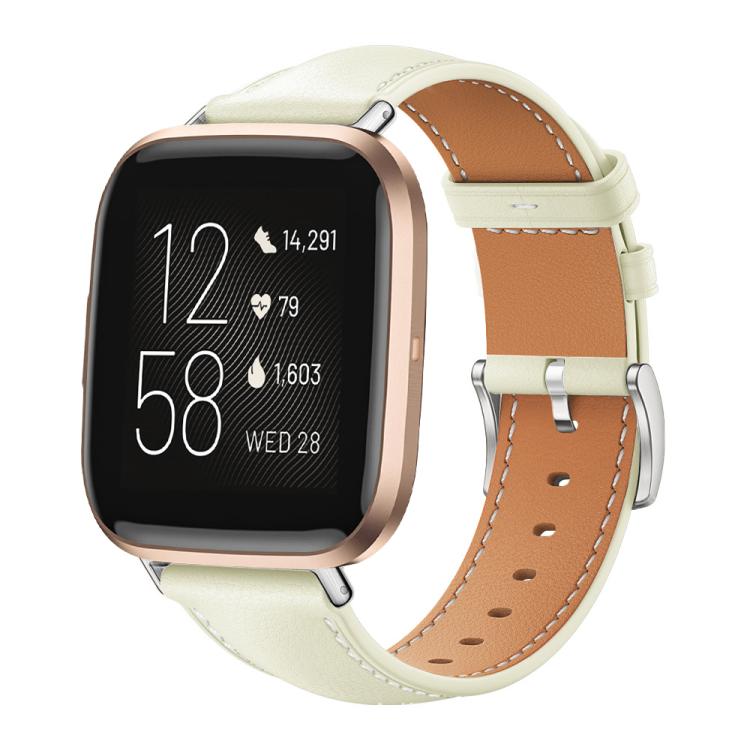 xDfind Flat Head Black Shark Fine Grain Leather Watch Band, For Fitbit Versa 4 / 3 / Sense2 / 1 20mm, For Fitbit Versa 2 / Versa / Versa Lite 22mm