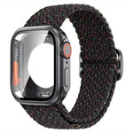 Ladder Buckle Loop Nylon Watch Band with Change to Ultra 49mm Film PC Cover, For Apple Watch Series 44mm, For Apple Watch Series 40mm, For Apple Watch Series 10 / 11 46mm, For Apple Watch Series 10 / 11 42mm, For Apple Watch Series 45mm                ...