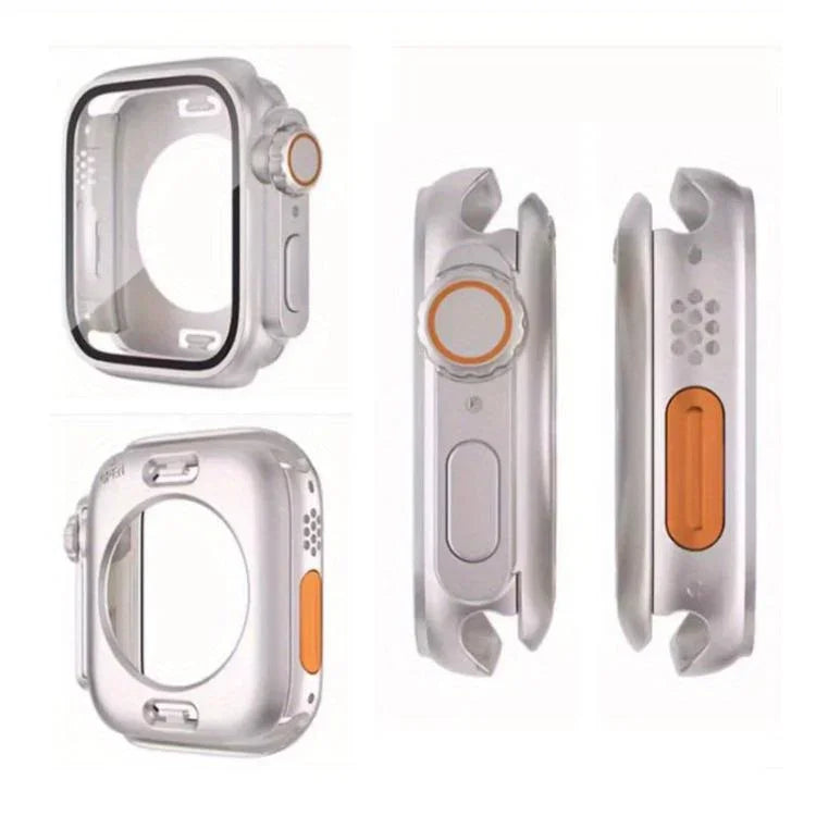 Ladder Buckle Loop Nylon Watch Band with Change to Ultra 49mm Film PC Cover, For Apple Watch Series 44mm, For Apple Watch Series 40mm, For Apple Watch Series 10 / 11 46mm, For Apple Watch Series 10 / 11 42mm, For Apple Watch Series 45mm                ...