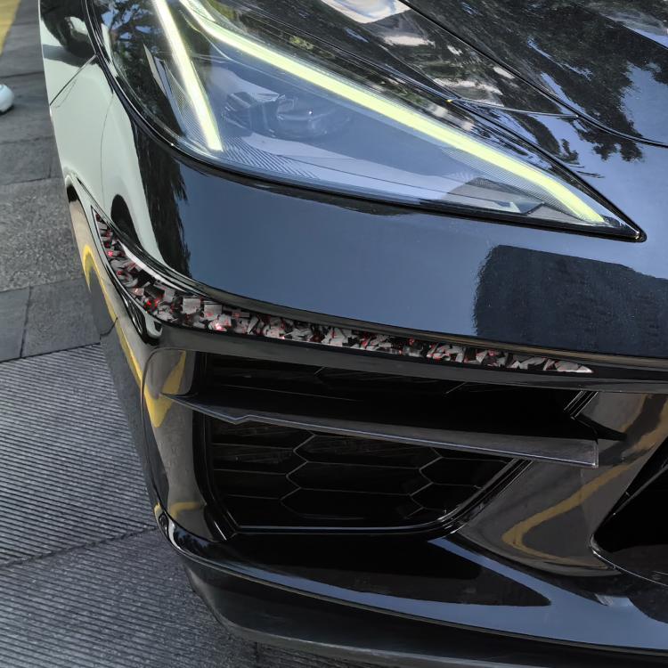 2pcs/Set Forged Gold Foil Carbon Fiber Car Bumper Corner Decorative Sticker for Chevrolet Corvette C8 2020-, Left and Right Driver, Bumper Corner