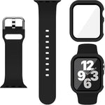 Pin Buckle Silicone Watch Band with Film Integrated PC Case, For Apple Watch Series 44mm, For Apple Watch Series 40mm, For Apple Watch Series 10 / 11 46mm, For Apple Watch Series 10 / 11 42mm, For Apple Watch Ultra 3 / 2 / 1 49mm                       ...