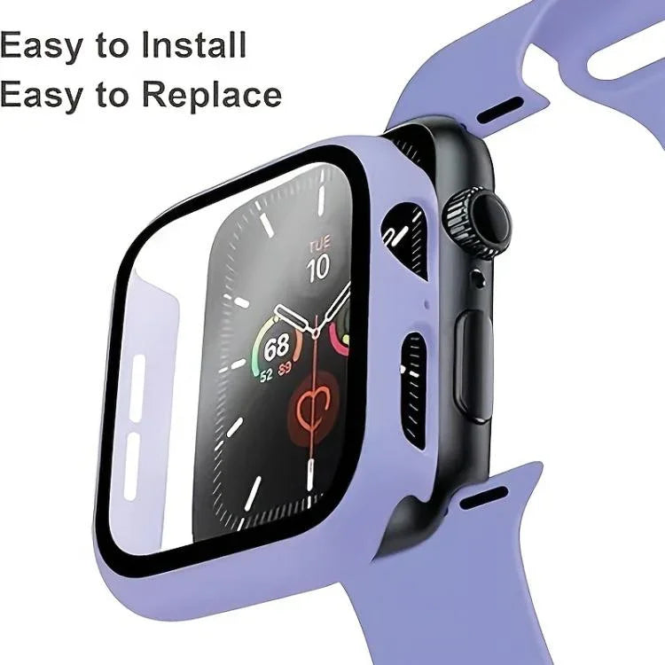 Pin Buckle Silicone Watch Band with Film Integrated PC Case, For Apple Watch Series 44mm, For Apple Watch Series 40mm, For Apple Watch Series 10 / 11 46mm, For Apple Watch Series 10 / 11 42mm, For Apple Watch Ultra 3 / 2 / 1 49mm                       ...