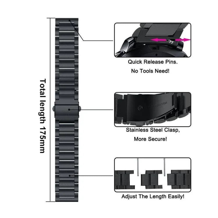 Three Beads Stainless Steel Watch Band, For Samsung Galaxy Watch8 / Watch8 Classic
